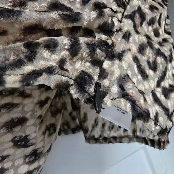 🆕️ IRO Magena Fil Coupé Chiffon Puff Sleeve Ruffle Long Sleeve Blouse Leopard - Picture 10 of 15